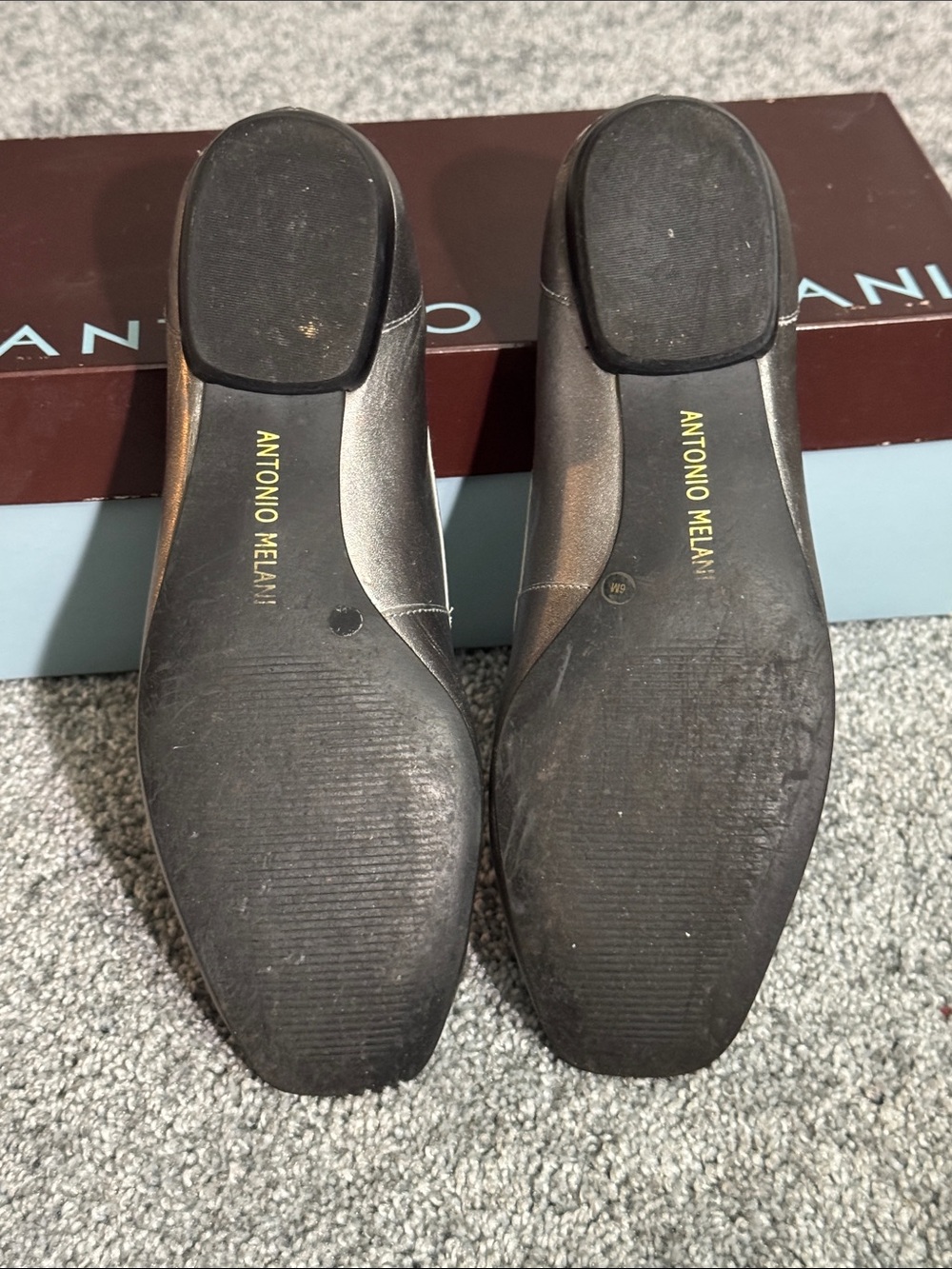 ANTONIO MELANI Metallic Silver Croc-Embossed Empire Loafers Size 6 - Picture 5 of 5